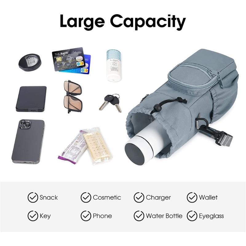 Portable Insulated Water Bottle Carrier Bag Adjustable Shoulder Strap Bottle Pouch Holder for Hiking Travelling Camping