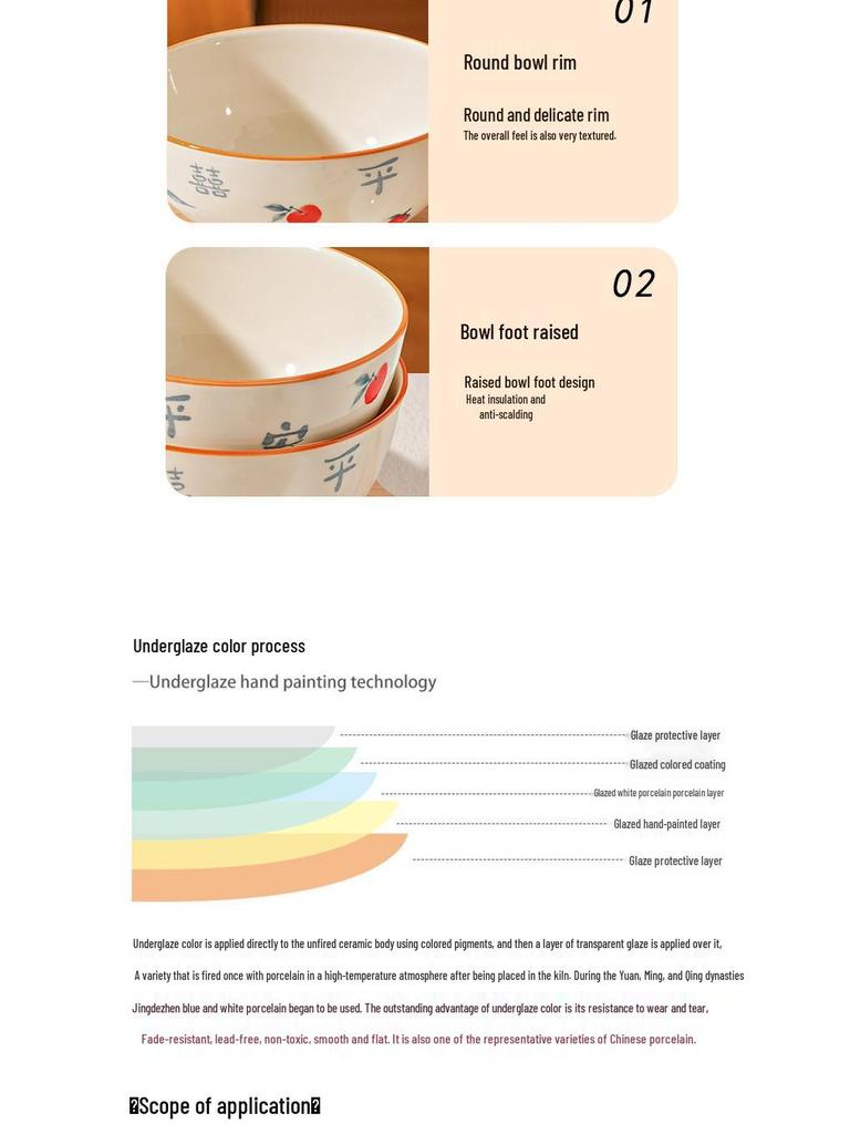 2026 Chinese Style Large Ceramic Rice Bowl - Elegant Home Use