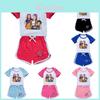 Conjunto Esportivo de Verão com Manga Curta e Shorts Demon Hunters Kpop para Brincadeiras Ativas com Tecido de Algodão Macio