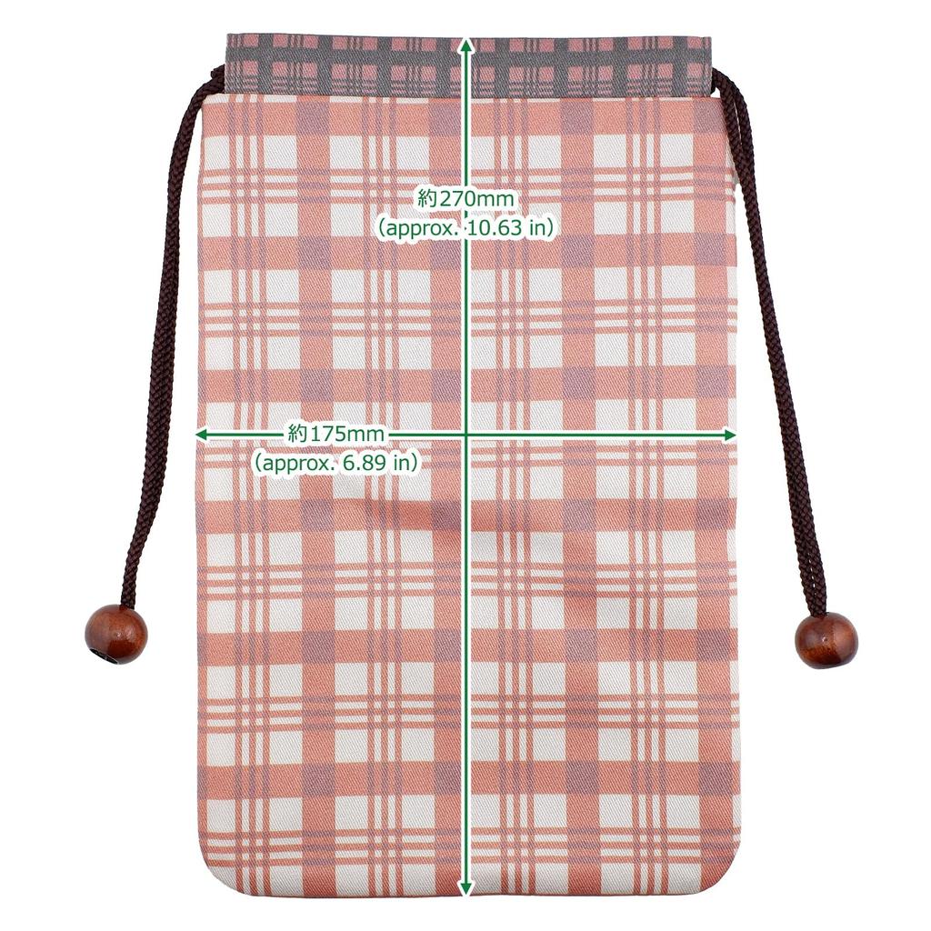 Morikuru Goshuincho stamp drawstring large Benkei (Morikuru) Japanese-made (temple/shrine book) pouch, size, KT10-01, pattern check, brown.