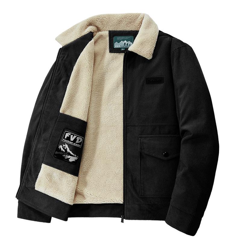 Men's Cross-Border Corduroy Lapel Jacket - Autumn/Winter Trendy Thickened Casual Coat