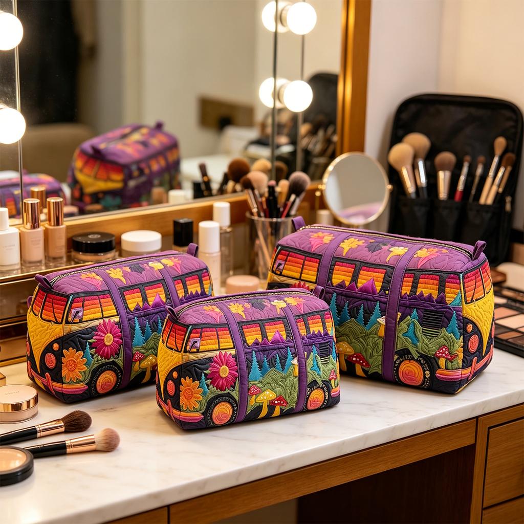 Quilted Storage Bag Multifunctional Makeup Organizer Large Size Travel Cosmetic Pouch Durable Fabric with Handle for Easy Carrying and Storage