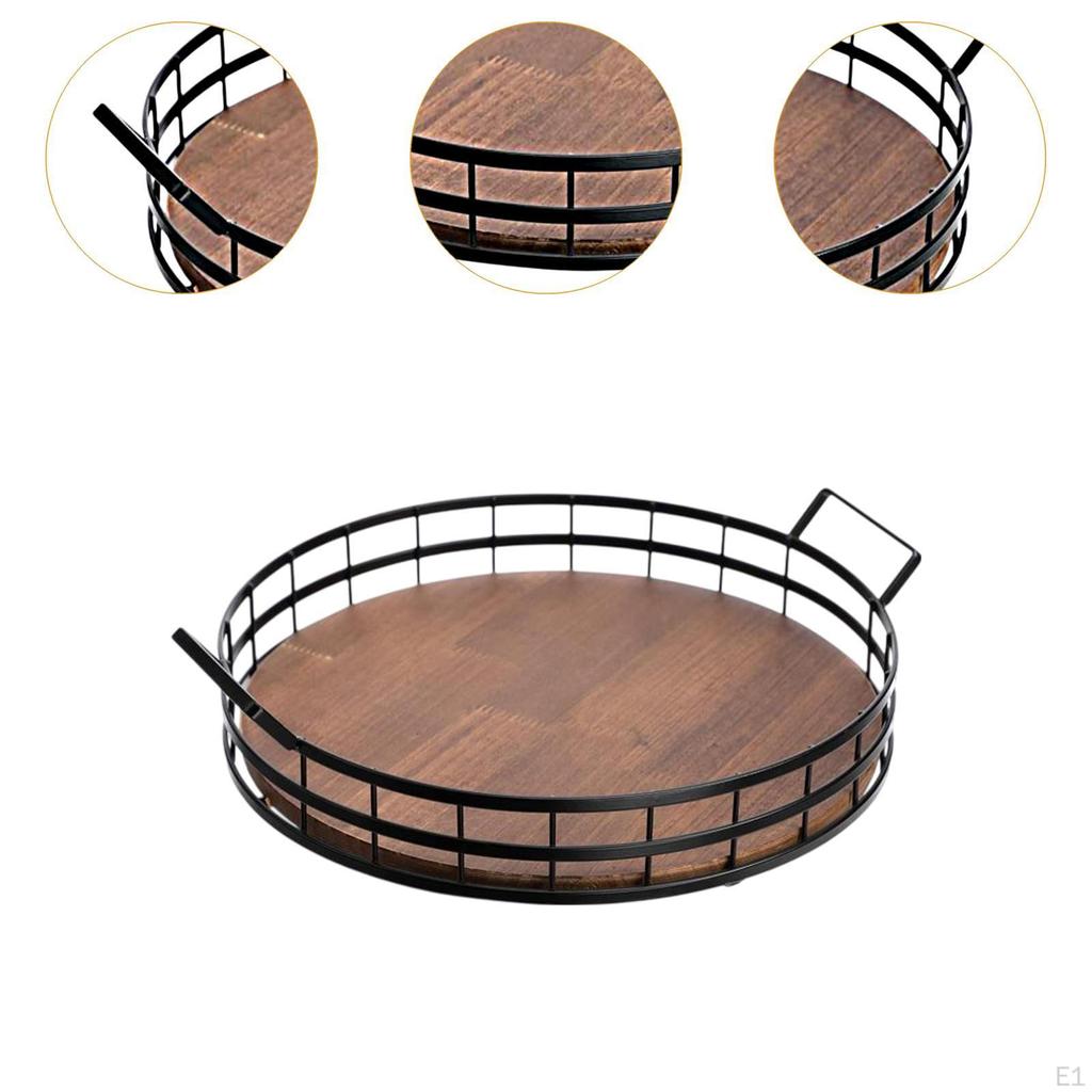 Wood Tray, Condiments Organizer with Double Handles ,Serving Table Organization, Bread Storage