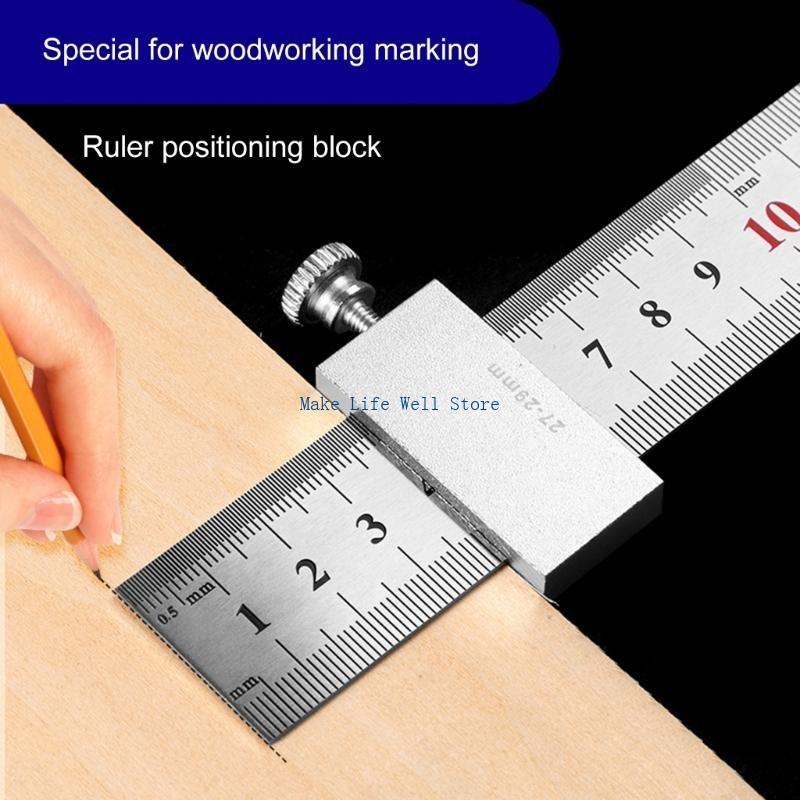 Carpentry Square with Positioning Slide Stop Woodworking Tool Marking Gauge