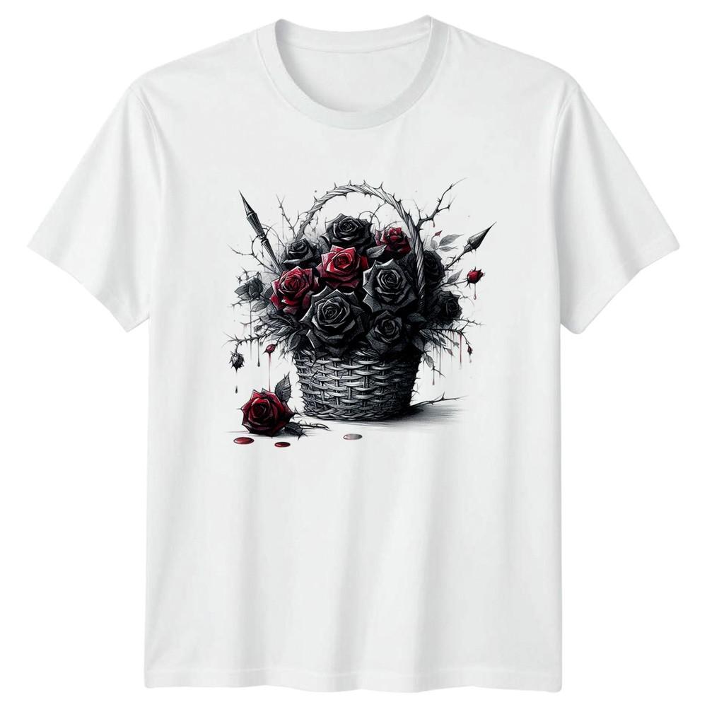 Roses Basket Floral Graphic Unisexs TShirt Unisexs Tee S