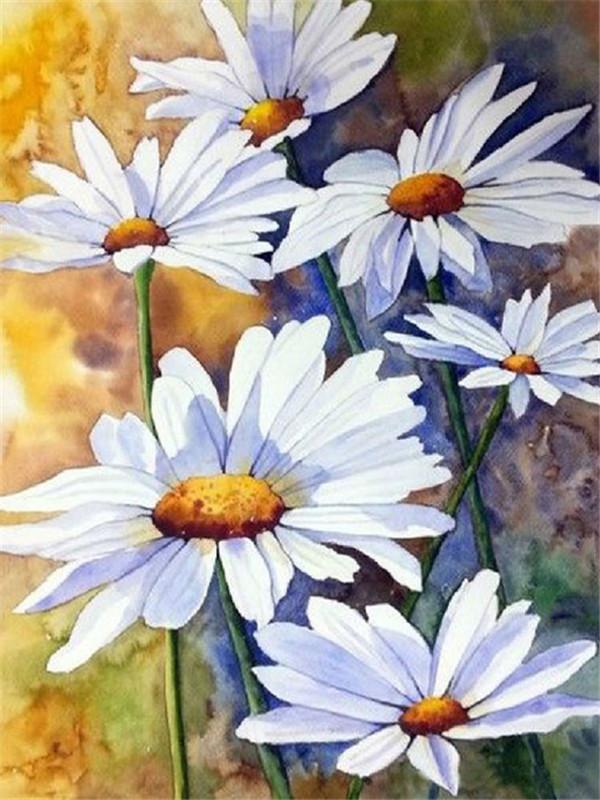 

RUOPOTY Картина по номерам Дейзи, акриловая рамка «сделай сам», уникальный подарок на холсте, настенная картина по номерам, цветочное украшение 40x50cm NO Frame
