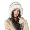 Women Hat Patchwork Color Elastic Design Knitted Winter Hat Ear Protection Thickened Warm Windproof Hat Outdoor Activities Accessory
