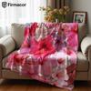 Blush Hibiscus Lightweight Microfiber Soft Christmas Fleece Blanket Warm Cozy Throw for Bed Sofa Office Travel All Season