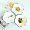 Premium New Ceramic Tableware Nordic Style Simple Pure White Four Corners Upturned Feet Home Luxury Combination Dinner Plates