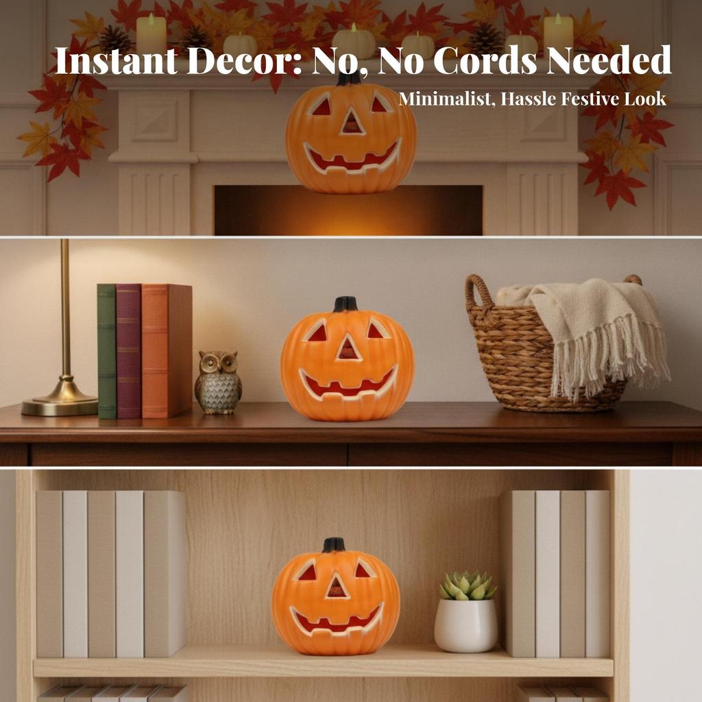 Jack-O'-Lantern Shatterproof Polypropylene Pumpkin Compact for Shelves