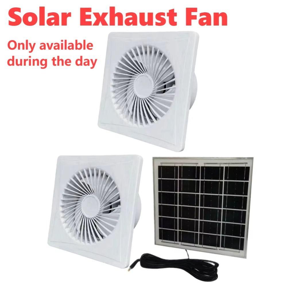Round Boosted Impeller Fan White Solar Exhaust Fan Durable Solar Panel Fan  Cooling