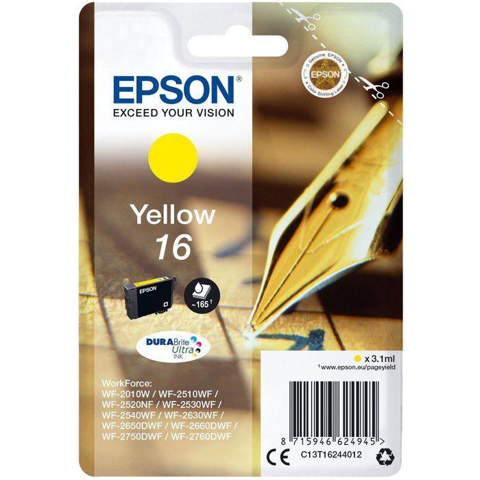 Cartouche d'encre EPSON 16 Jaune - Technologie d'impression Jet d'encre - Rendement jusqu'a 165 pages