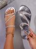 Women's Shoes Summer New Versatile Temperament Comfortable Flat Bottom Fashion Daily Rhinestone Cool Slippers