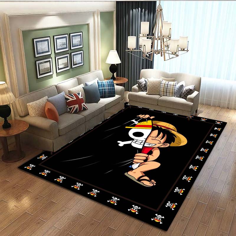3D printed ONE PIECE cartoon cute rug, suitable for living room, bedroom, table, kitchen doorway, children's non-slip floor mat,