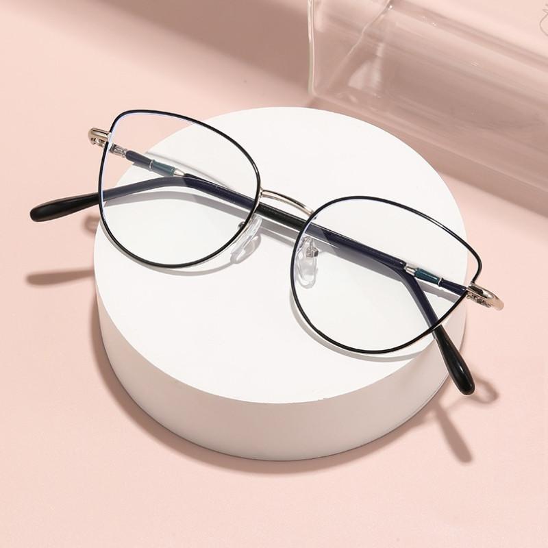 Cat Eye Glasses for Women Flat Light Blue Light Protection Student Frame Style Optical Glasses