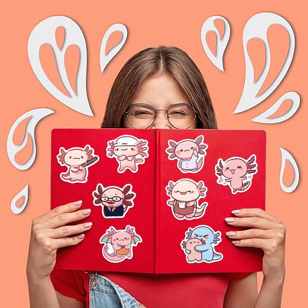 50 Cartoon Salamander Daily Stickers Decorate Notebook Suitcase DIY Waterproof Stickers