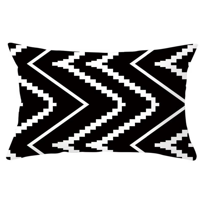 30*50cm Geometric Black and Yellow Pattern Printing Decorative Sofa Living Room Home Furnishing Polyester Rectangular Pillowcase