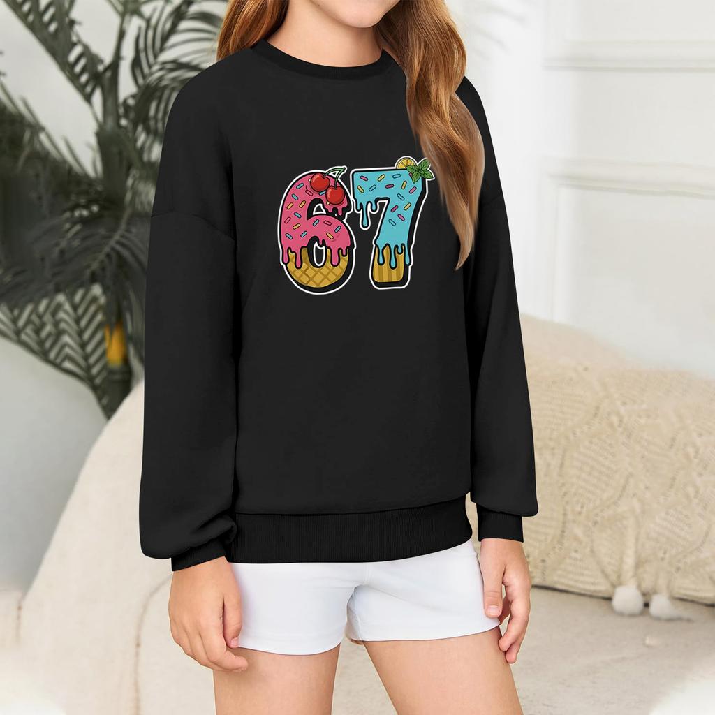 Kinder Langärmeliger Lockerer Pullover Buchstabenbedrucktes Kapuzensweatshirt