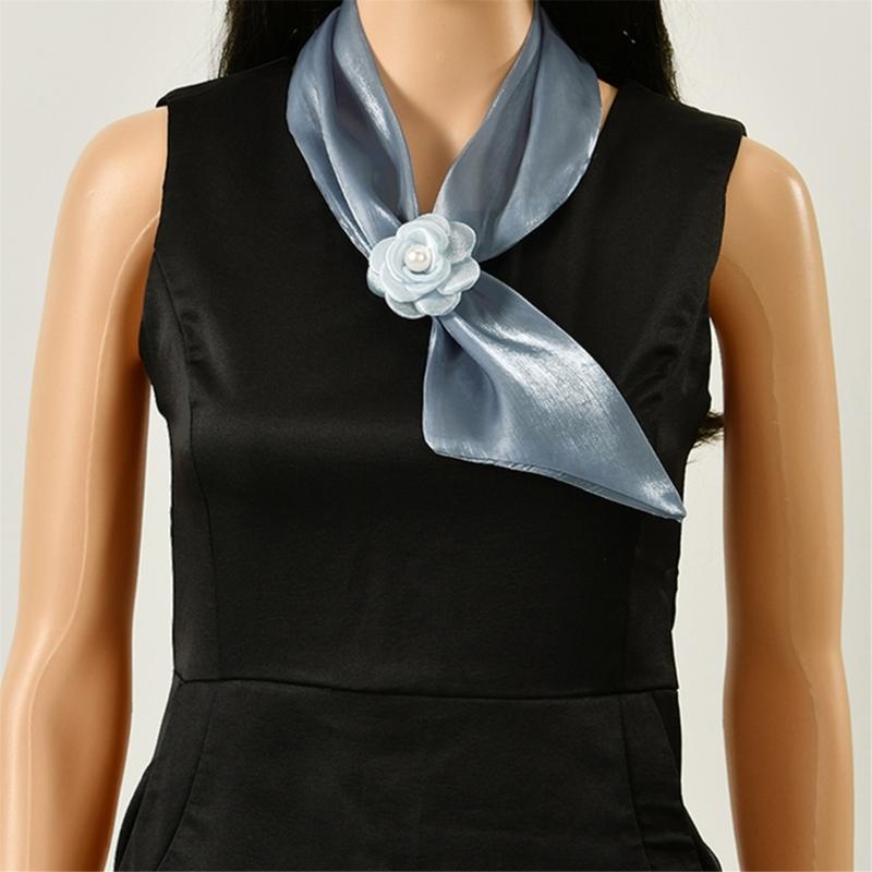 Adjustable Flower Neckerchief Removable Soft Touches Polyester Neck Wrap for Daily Wear Or Occasion
