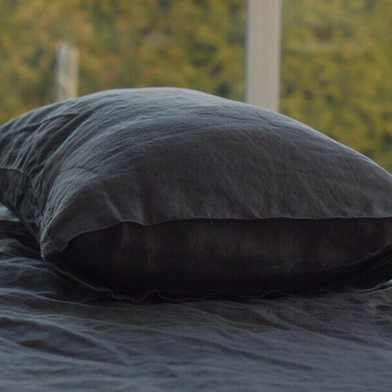 

French New Linen Fabric Pure Linen Quilt Cover Pillowcase Bed Sheets Quilt Cover Four-Piece Set New Gentleman Grey 24*44cm
