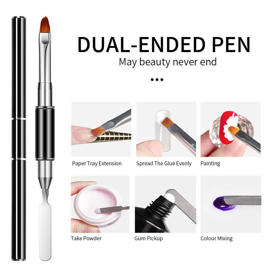 11Pcs Nail Extension Gel Kit - Clear/Nude Polygel Resin for Nail Extension, Acrylic Liquid, U-Shape Nail Forms, Brush, Nail Art Tool Set