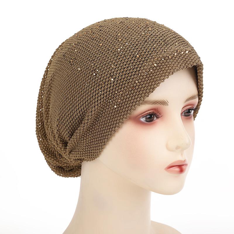 Summer Breathable Women Turban Cap High Elastic Female Head Wrap Diamonds Muslim Under Scarf Bonnet Islam Headscarf Hat