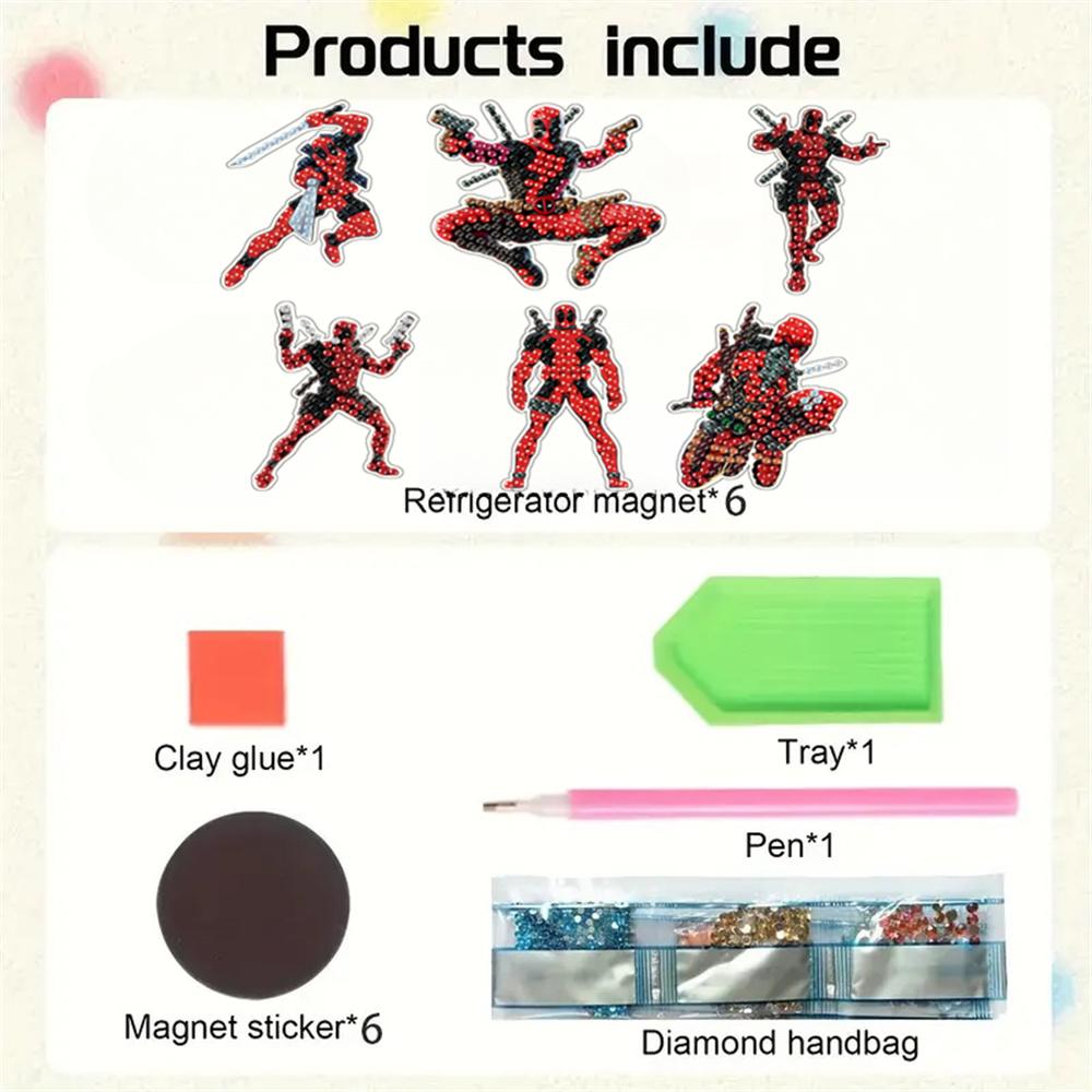 6pcs/Set Diamond Painting Magnets for Refrigerator Diamond Art Fridge Magnets for Adults Diamond Art Refrigerator Magnets Kits