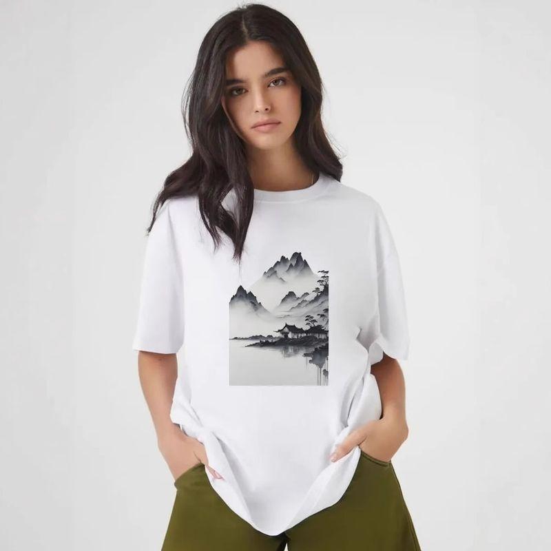 Western Style New Fashion Casual Loose Print round Neck Short sleeve T-shirt Top Printed T-shirt Top