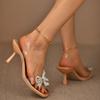 Shiny Crystal Bowtie High Heels Sandals Women  Summer Transparent Pvc Thin Heeled Pumps Woman Plus Size Party Shoes Ladies