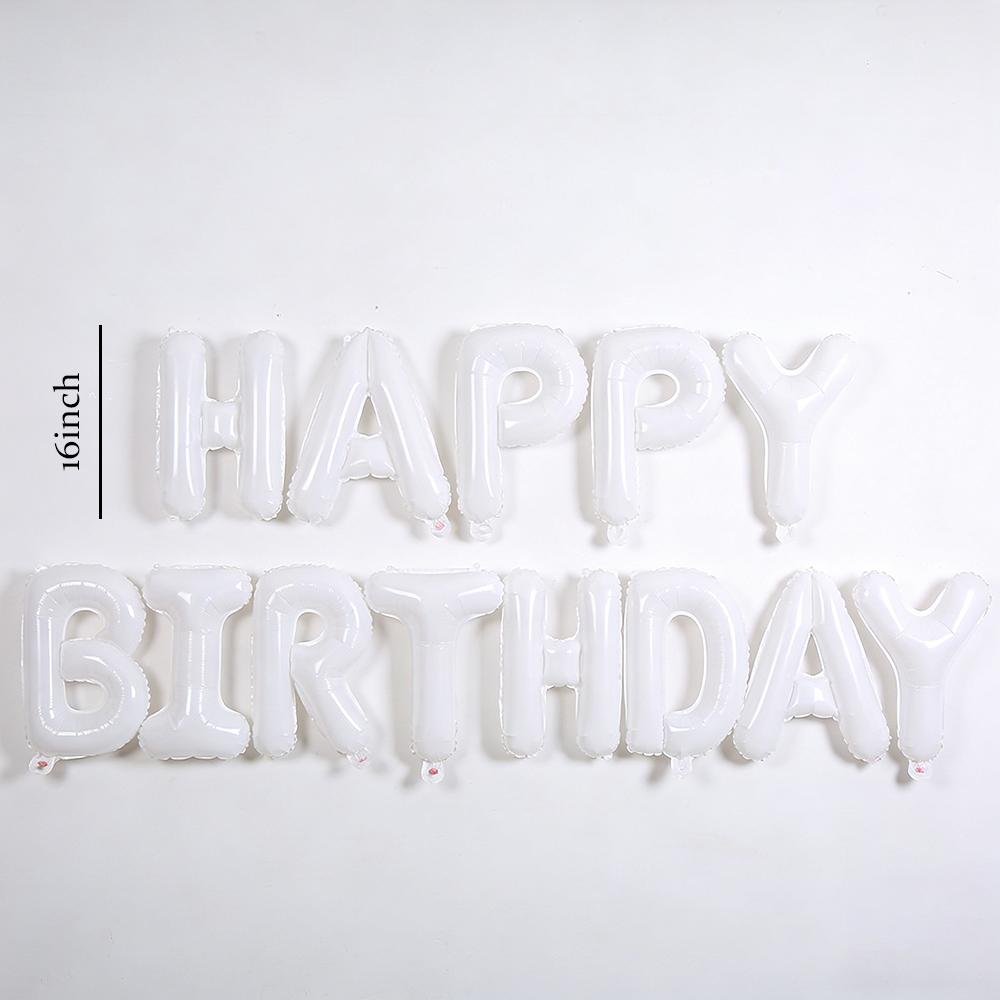 

16inch 13pcs White Happy Birthday Balloon Foil Letter Ballons Baby Shower Birthday Party Decoration Adult Balloon Banner Globos 1set