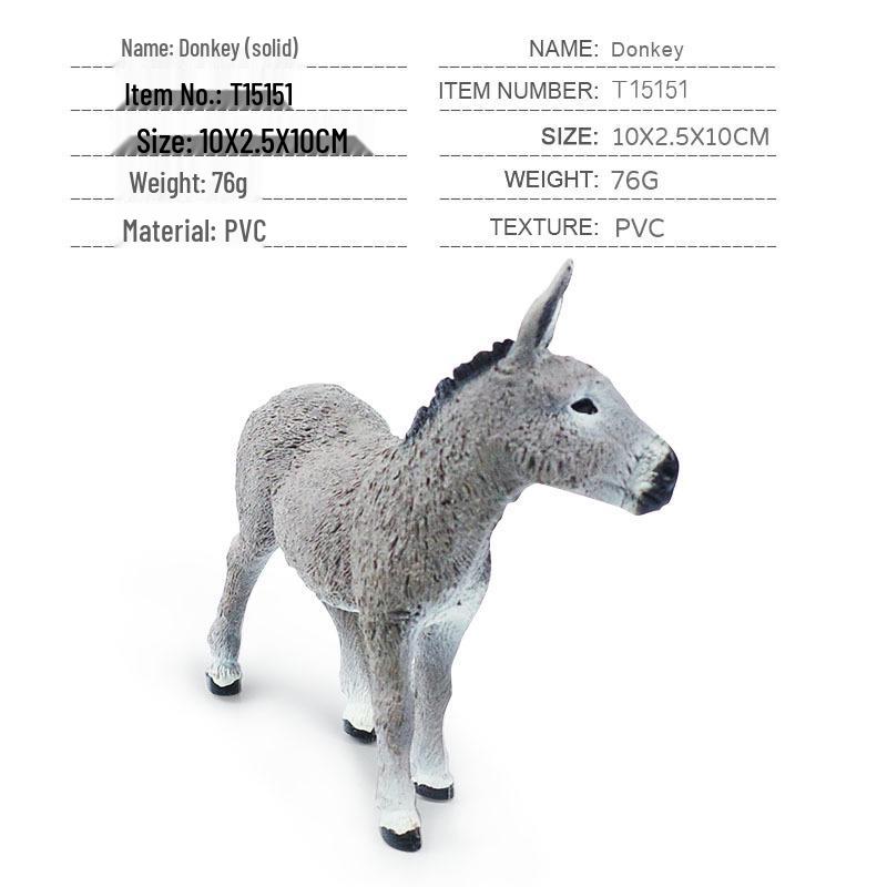 Gray Donkey Figurine: Children's Cognitive Animal Model Toy
