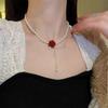 Sweet Rose Pearl Necklace: Women's Light Luxury French Retro Choker Accessory