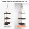 New 1× Retro Rope Wood Hanging Rack Corner Wall Shelf House Storage Organizer Rack