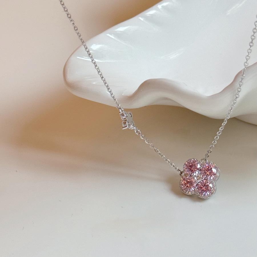 

Ожерелье с подвеской в виде цветка из циркона, корейское милое маленькое свежее колье-цепочка для ключицы, универсальное изысканное ювелирное изделие высокого класса