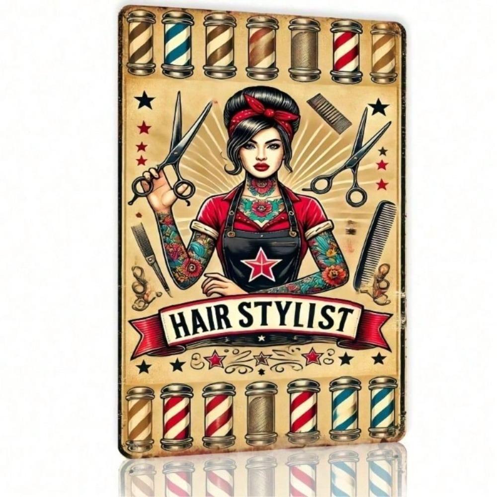 Vintage Barber Shop Metal Sign 8x12 Wall Decor Retro Salon Illustration