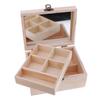 Wooden Jewelry Box Organizer Storage Case with Mirror Double Deck for Craft and Keepsake Gift Ideas