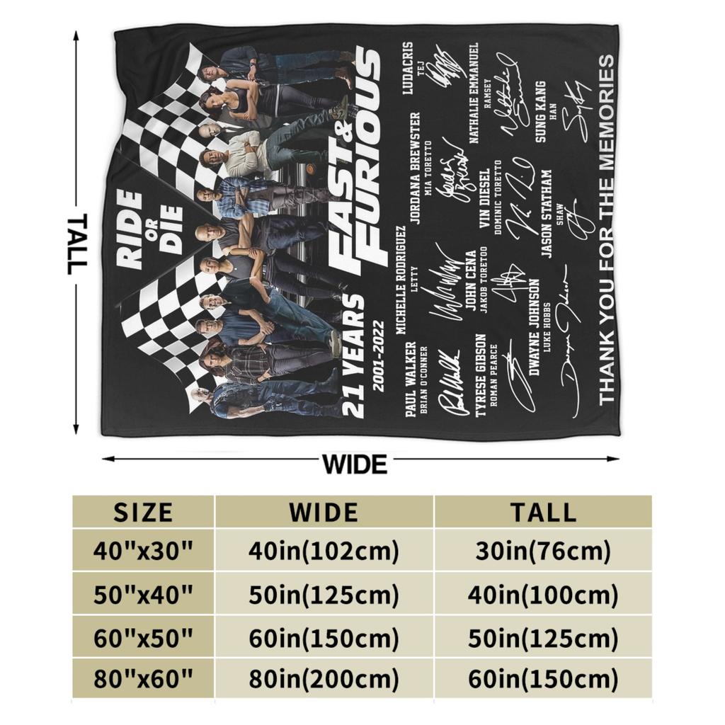 Fast and Furious Ride Or Die Blanket Coral Fleece Plush Decoration Breathable Warm Throw Blanket Sofa Office Plush Thin Quilt