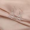 Teamer Elegant Lotus Flower Hollow Dangle Earrings Stainless Steel Amulet Yoga Buddhism Jewelry Birthday Gift for Women Girls