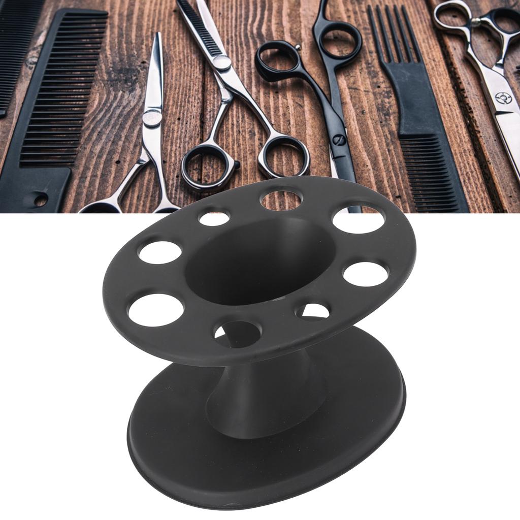 Professional Salon Combs Storage Stand Multi Slots Round Shaped Clips Shear Holder Rack Black