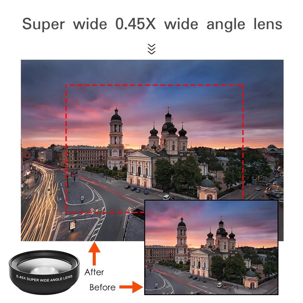 12.5x Macro Lens 0.45x Wide Angle Lens With Universal Clip For Iphone Android Phone