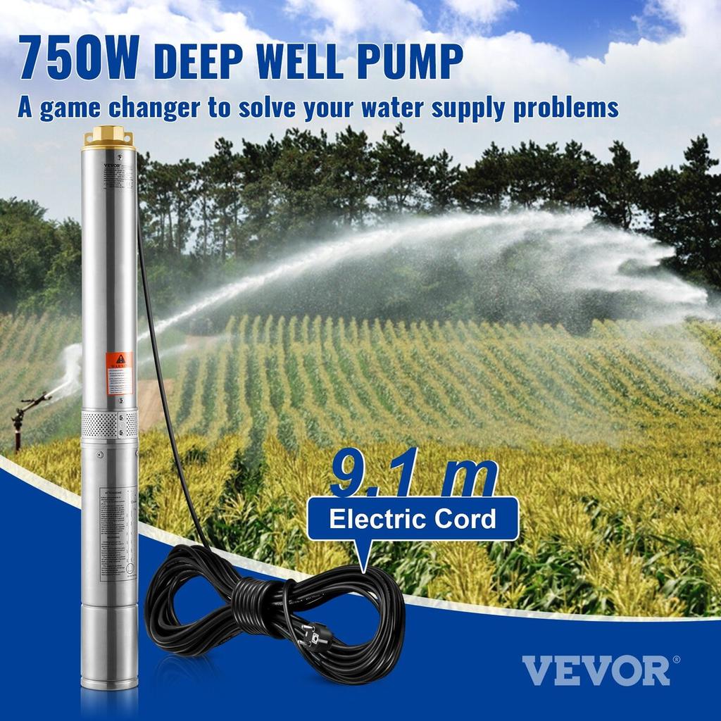 Deep Well Submersible Pump Stainless Steel Water Pump 750W 230V 7.1 m³/h