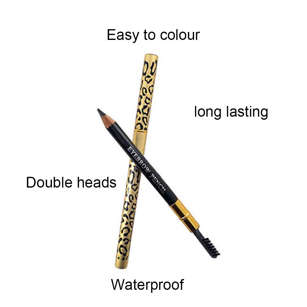Long Lasting Double Headed Leopard Print Eyebrow Pencil  Eyebrow Enhancer with Makeup Brow Shadow