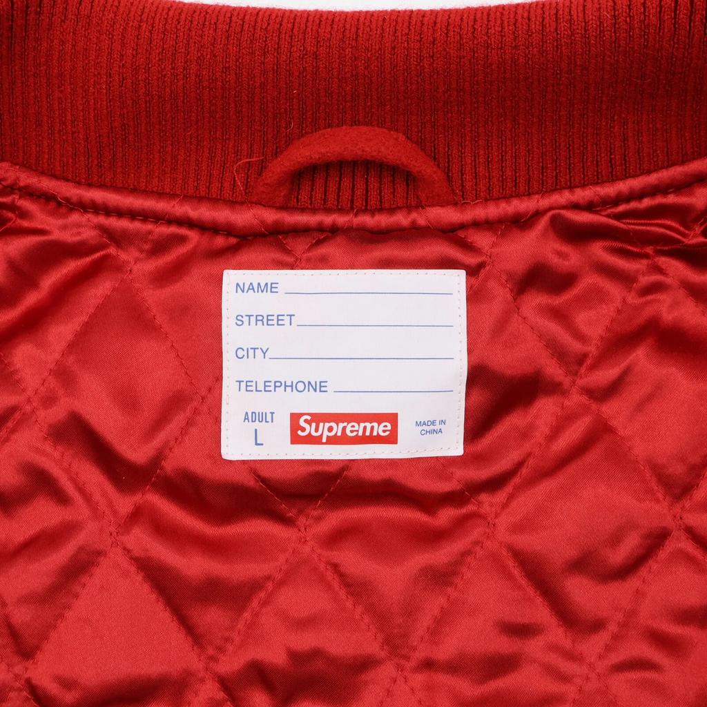 Supreme Big Logo Chenille Varsity Jacket Red