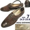 AGILE GIOVANE Suede Smooth Leather Straight Tip Shoes Size 7 24.5-25.0 Brown Business Dress Shoes(USED)