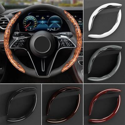 Universal Car Steering Wheel Cover Metal Strip Anti Slip Pattern Carbon Fiber Covers for 37 - 38cm Diameter Auto Steering Wheel