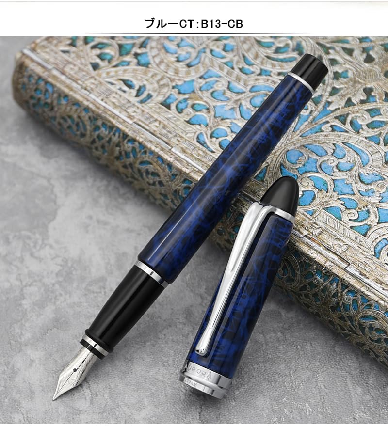 AURORA Fountain Pen Epsilon IPSILO Blue CT 14K Fine Nib F B13-CBF
