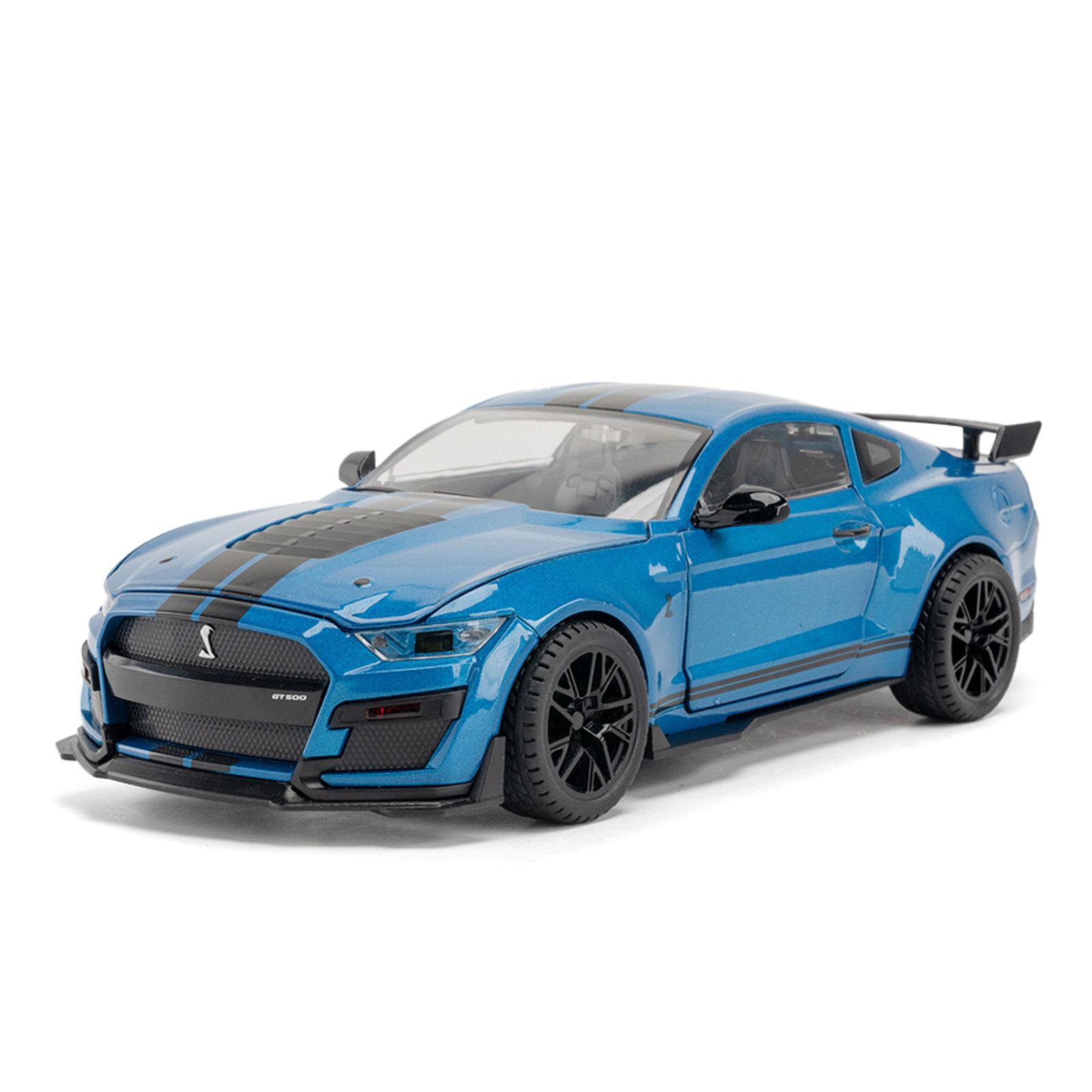 

Велика колекція моделей автомобілів Ford Mustang GT500 зі сплаву 1/18, лита під тиском, прикраси, симуляція звуку та світла, подарунок на день народження для хлопчиків синій