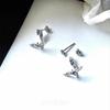 Trendy Sliver Color Angel Wings Four-pointed Star Disassemblable Two Ways To Wear Zircon Stud Earrings for Women Jewelry Gifts