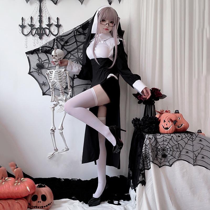 Halloween Costume Nun Reaper Sexy Nurse Uniform Vampire Skinny Maid Plus Size Skinny Robe