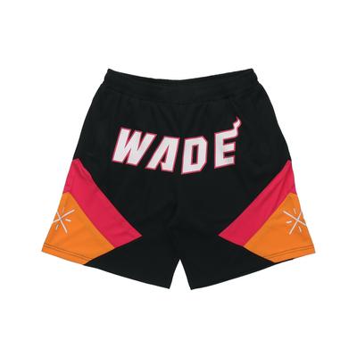 Wade Series Letter Print Contrast Basketball Sports Casual Shorts Men Bottoms Black AAPR347-1